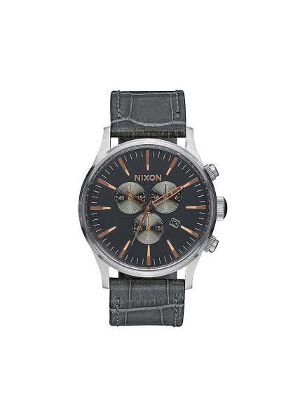 Nixon Sentry Chrono Lthr - Grigio Uomo Moda Orologi (Z5359)